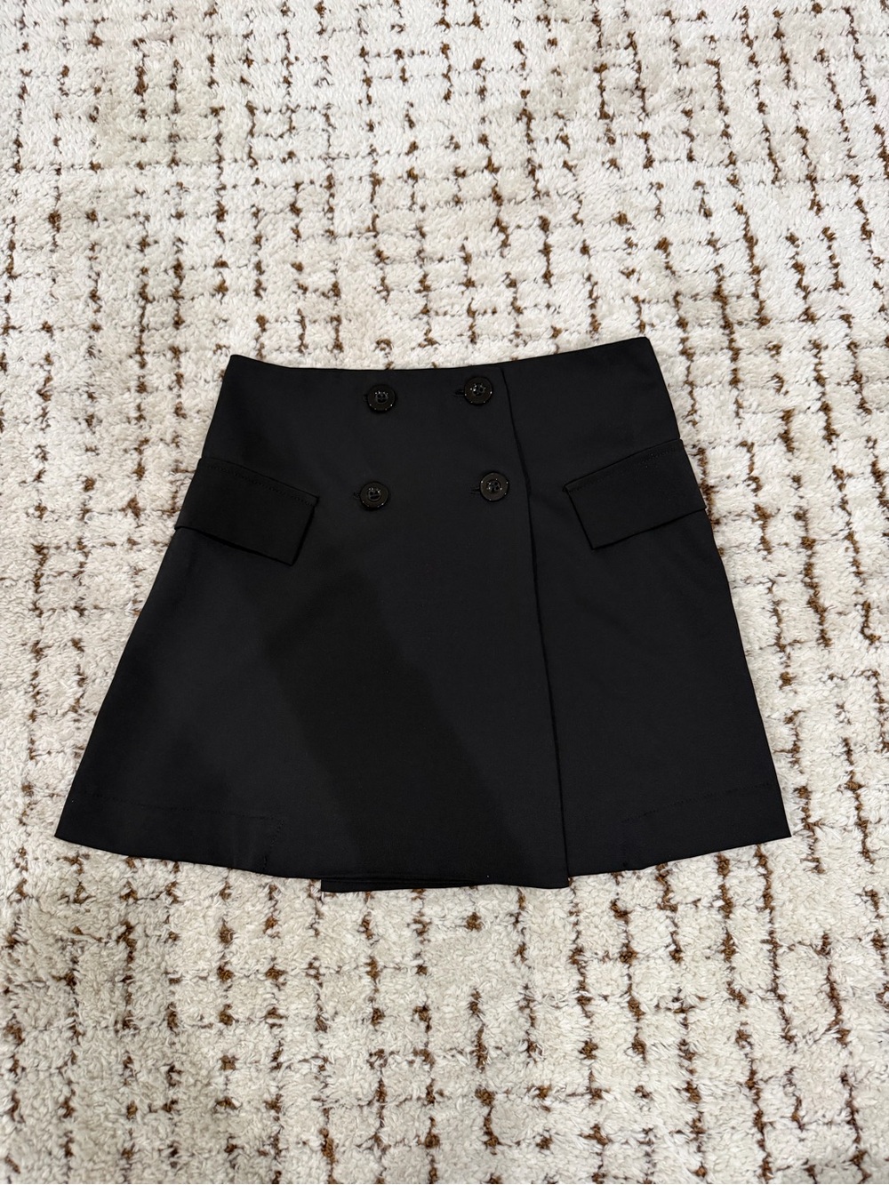 O.VIANCA — High Waist Black Button-Front A-Line Skirt